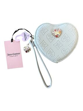 Juicy Couture Crystal Heart Charm Wristlet in Ivory